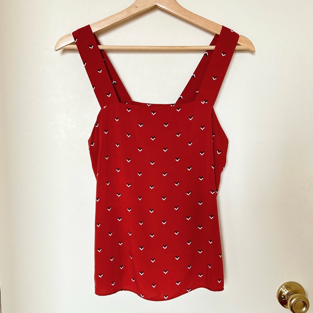 Banana Republic Arrow-Print Wide Strap Square Neck Tank, Burnt Orange/Multi